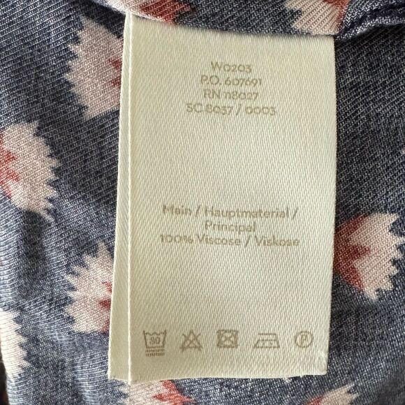 BODEN Navy Floral Babydoll Drop Hem 100% Viscose Button Down Tunic top Size 8R - Picture 5 of 5